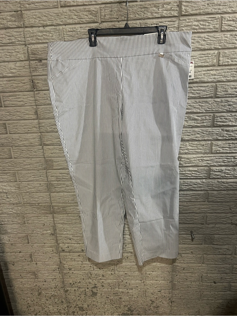 NEW Anne Klein Slim Ankle Pants Women 3X Black White Striped Pull On Stretch